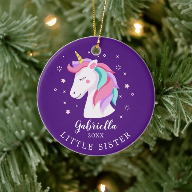 Sweet Little Sister Unicorn Christmas Ornament (Tree)