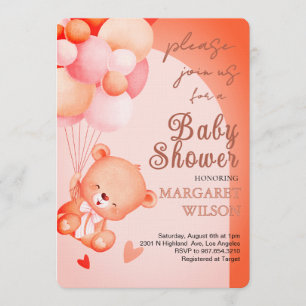 Sweet Little Teddy Bear Baby Shower Invitation