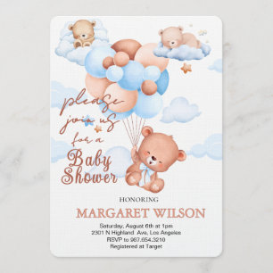 Sweet Little Teddy Bear Baby Shower Invitation