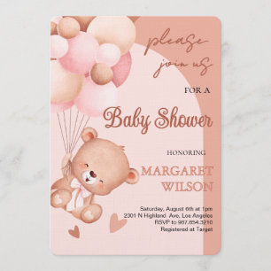 Sweet Little Teddy Bear Baby Shower Invitation