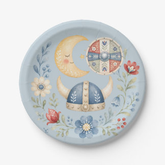Sweet Little Viking Baby Shower Paper Plate