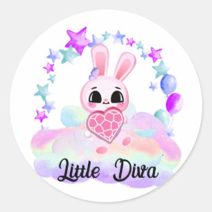 sweet little white rabbit classic round sticker