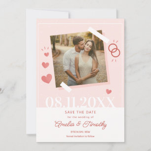 Sweet love heart photo Save the Date Invitation