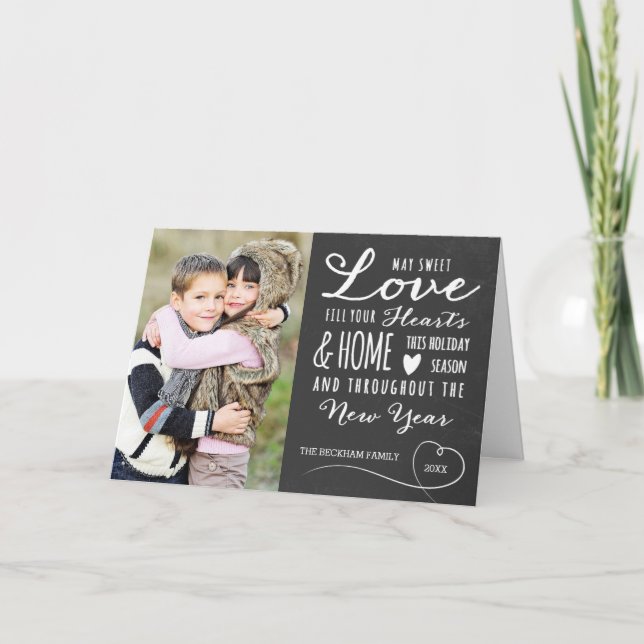 Sweet Love Holiday Photo Greeting Card (Front)