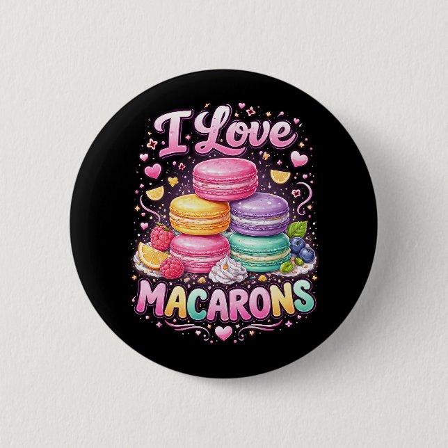 Sweet Love Macarons 2 Inch Round Button (Front)