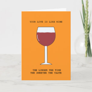 Sweet Love Red Wine Glass Wedding Anniversary Card