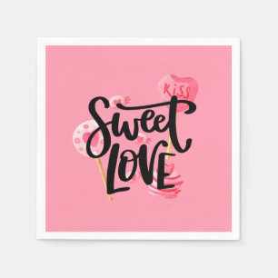 Sweet Love Valentine Typography   Paper Napkin