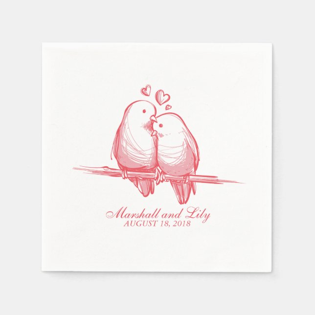 Sweet Lovebirds Valentine Wedding | Napkin (Front)