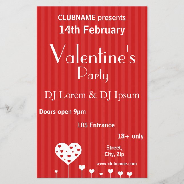 Sweet Lovely Romantic Hearts Valentine's Day Flyer (Front)