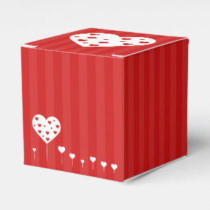 Sweet Lovely Romantic Red White Hearts Favor Box