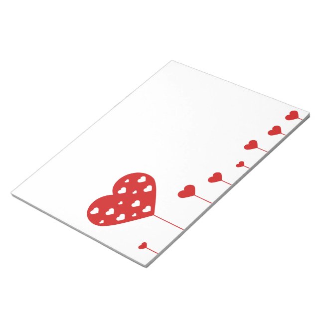 Sweet Lovely Romantic Red White Hearts Notepad (Angled)