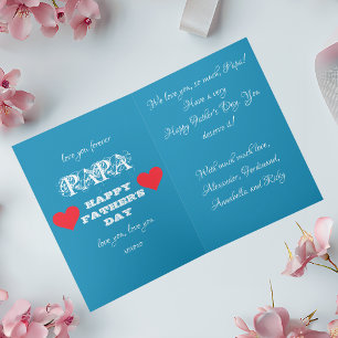 Sweet & Loving Modern Blue White Red Fathers Day  Card