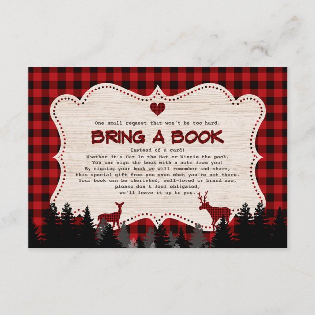 Sweet Lumberjack Baby Shower Bring a Book Enclosure Card (Front)