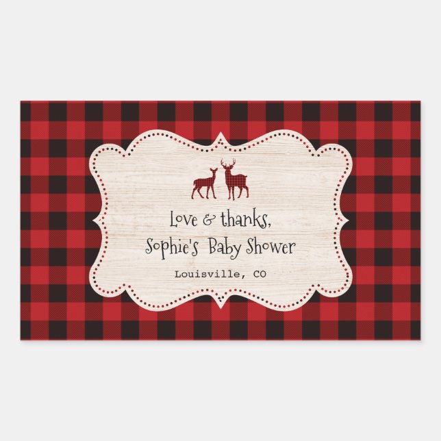 Sweet Lumberjack Little Hunter Baby Shower Sticker (Front)