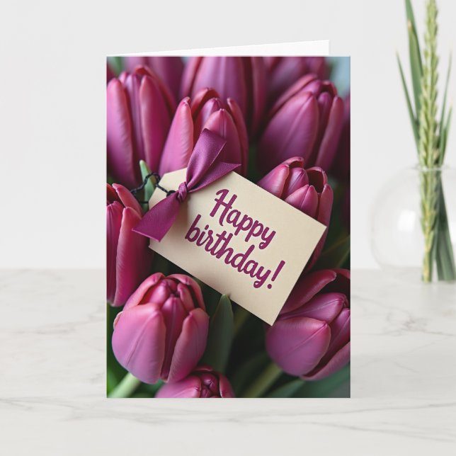 Sweet Magenta Blossoms Card (Front)