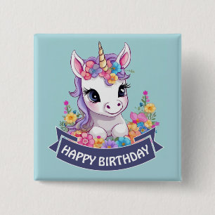 Sweet Magical Baby Unicorn  2 Inch Square Button