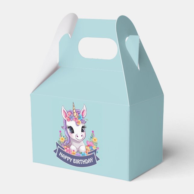 Sweet Magical Baby Unicorn  Favor Box (Front Side)