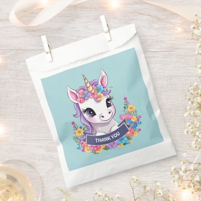 Sweet Magical Baby Unicorn  Favour Bag (Clipped)