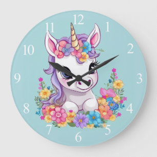 Sweet Magical Baby Unicorn Large Clock