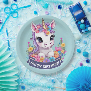 Sweet Magical Baby Unicorn Paper Plate