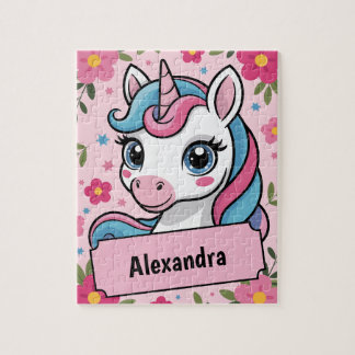 Sweet Magical Unicorn Design Personalized Girly Jigsaw Puzzle