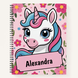 Sweet Magical Unicorn Design Personalized Girly Notebook