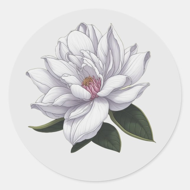 Sweet Magnolias Flower Blossom Classic Round Sticker (Front)