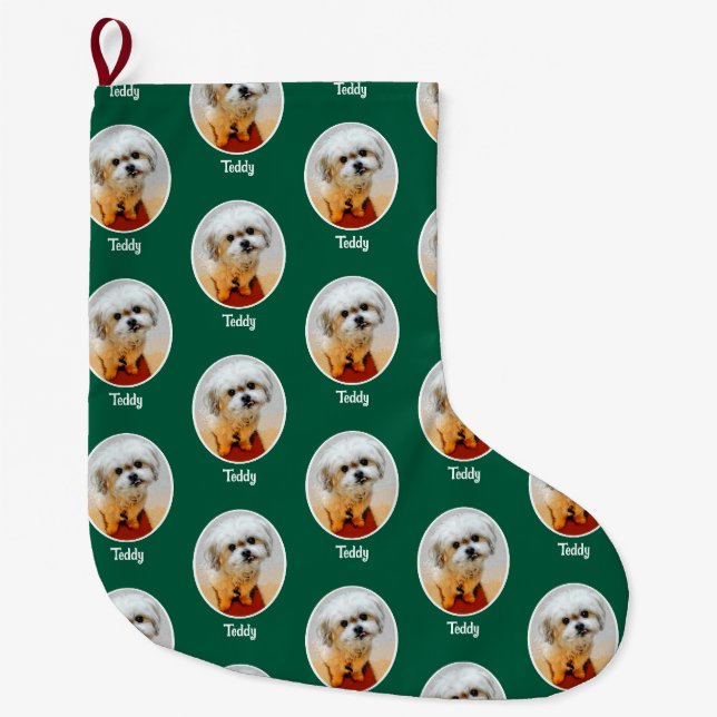 Sweet Malshi Green Large Christmas Stocking (Front)