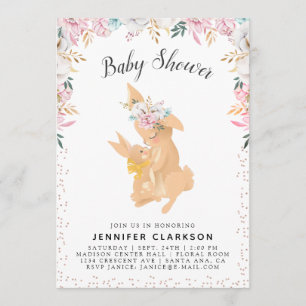 Sweet Mama & Baby Bunnies Baby Shower Invitation