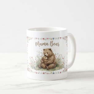 Sweet Mama Bear and Baby Bear Floral Watercolor  Coffee Mug