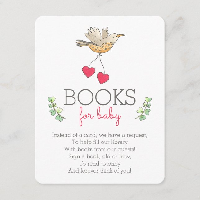 Sweet Mama Bird with Hearts Books for Baby Enclosure Card (Front)