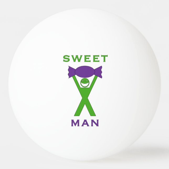 Sweet Man Funny Green Man with Purple Sweet Art Ping Pong Ball (Front)