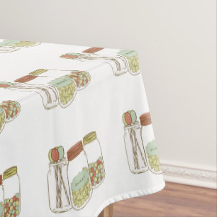 Sweet mason jar and candy tablecloth