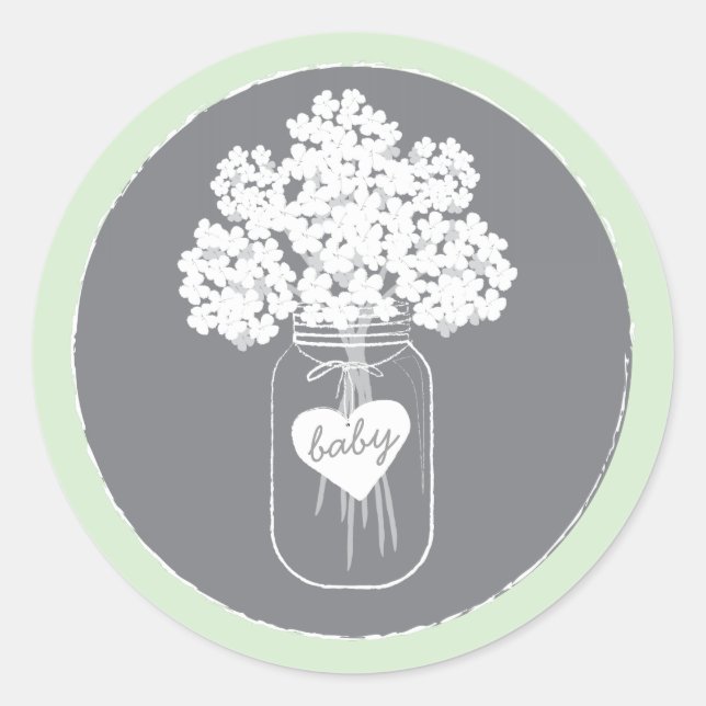 Sweet Mason Jar Baby shower Favoriser Sticker (Devant)