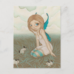 Sweet Meadows- Fairy jackalope postcard