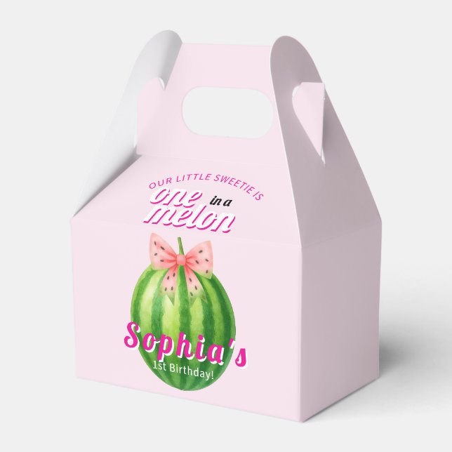 Sweet Melon First Birthday Party Favor Box (Front Side)