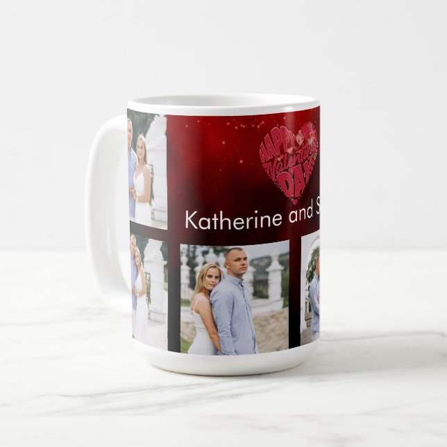 Sweet Memory Couple Photo and Editable Name Custom Coffee Mug (Front Left)