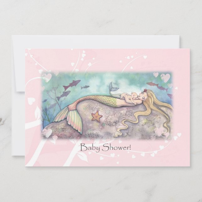 Sweet Mermaid Baby Shower Invitations (Devant)