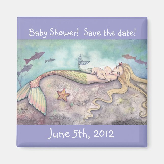 Sweet Mermaid Baby Shower Save the Date Magnet (Front)