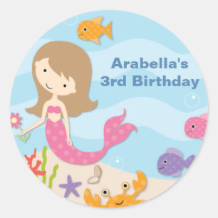 Sweet Mermaid Birthday Stickers