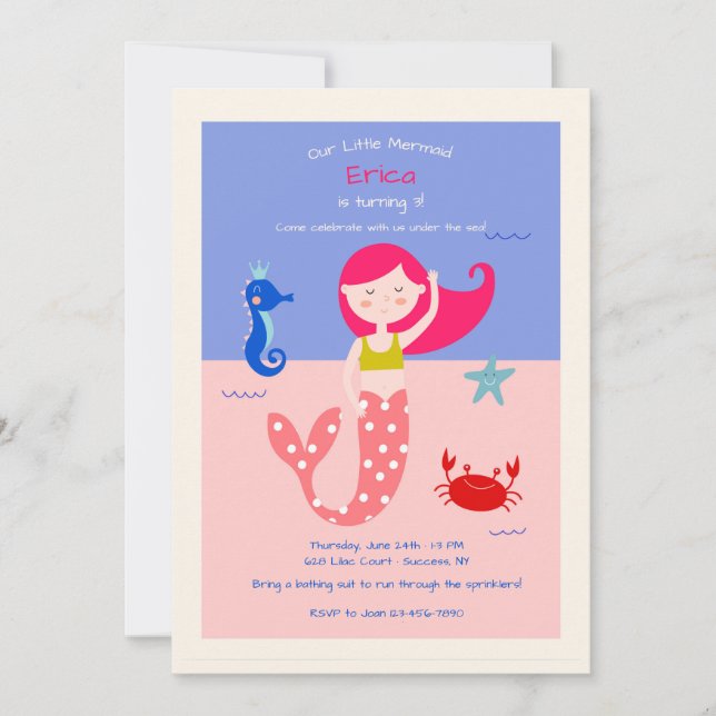 Sweet Mermaid Invitation (Front)