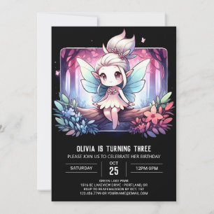 Sweet Minimalist Fairy Birthday Invitation