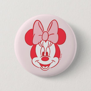 Sweet Minnie Mouse Bow Face Line Art 2 Inch Round Button