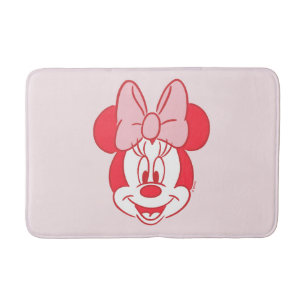 Sweet Minnie Mouse Bow Face Line Art Bath Mat