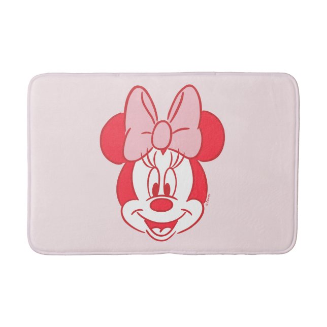 Sweet Minnie Mouse Bow Face Line Art Bath Mat (Front)