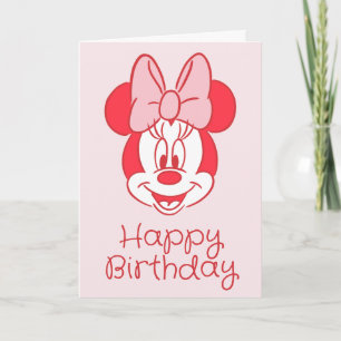 Sweet Minnie Mouse Bow Face Line Art Card