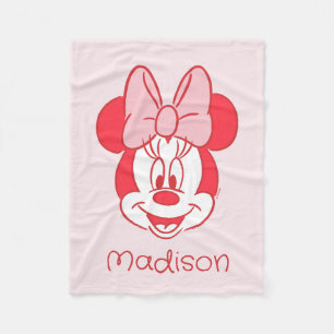 Sweet Minnie Mouse Bow Face Line Art Fleece Blanket