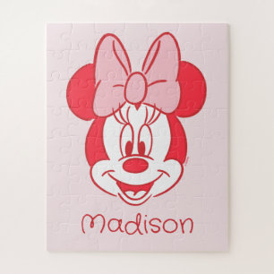 Sweet Minnie Mouse Bow Face Line Art Jigsaw Puzzle