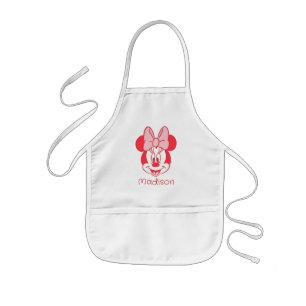 Sweet Minnie Mouse Bow Face Line Art Kids Apron