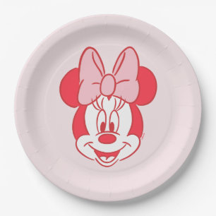 Sweet Minnie Mouse Bow Face Line Art Paper Plate